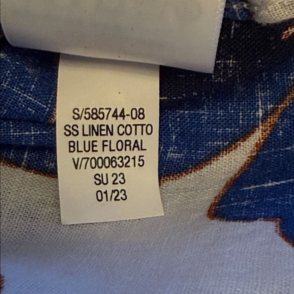 Gap Linen Blend Short Sleeve Button Down Shirt Men's L Blue Orange Floral Vacati - Picture 11 of 12